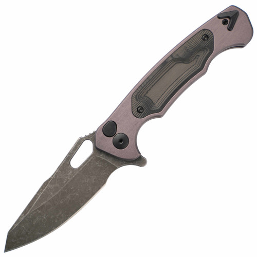Dead Reckon Knives Ridgeback Modified Grey Aluminum Pocketed Carbon Fiber Inlay, Dark Stonewash MagnaCut
