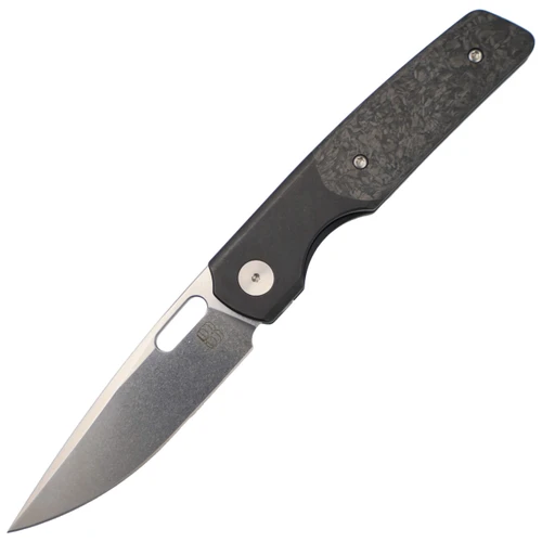 BergBlades Sweeney Stonewash PVD Titanium Marble Carbon Fiber, Polished Stonewash 20CV