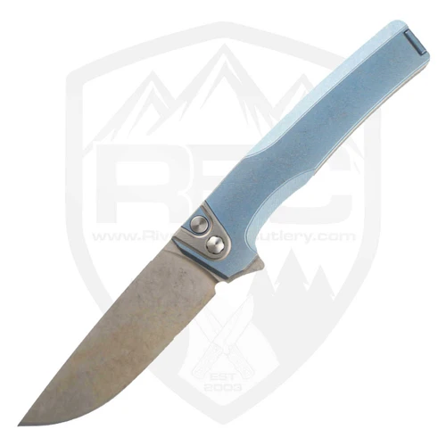 MachineWise Sonora Distressed Powder Blue Step Milled Titanium Raw Bolster, Stonewash MagnaCut