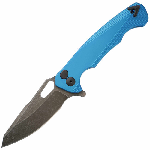 Dead Reckon Knives Ridgeback Modified Turquoise Knurled Aluminum, Dark Stonewash MagnaCut