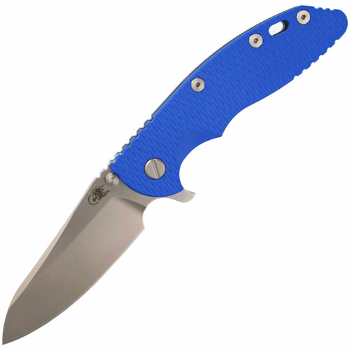 Hinderer Knives XM-18 3.5" Sheepsfoot Battle Blue Blue G10, Stonewash S45VN