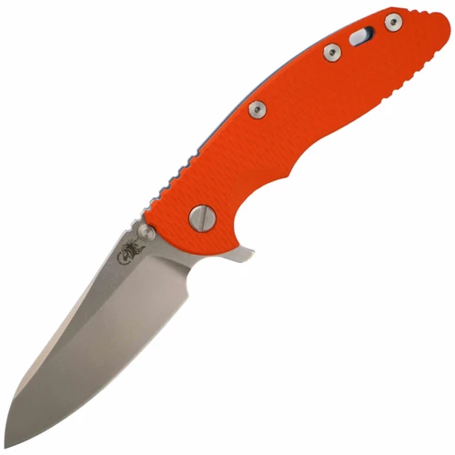 Hinderer Knives XM-18 3.5" Sheepsfoot Battle Blue Orange G10, Stonewash S45VN