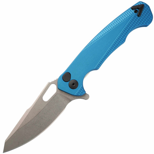 Dead Reckon Knives Ridgeback Modified Turquoise Knurled Aluminum, Stonewash MagnaCut