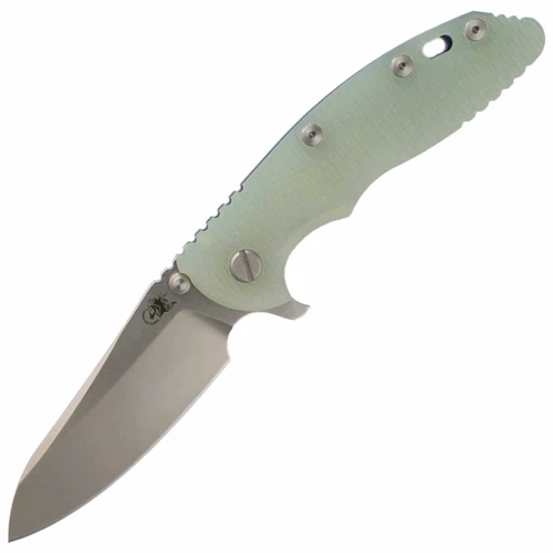 Hinderer Knives XM-18 3.5" Sheepsfoot Battle Blue Translucent Green G10, Stonewash S45VN