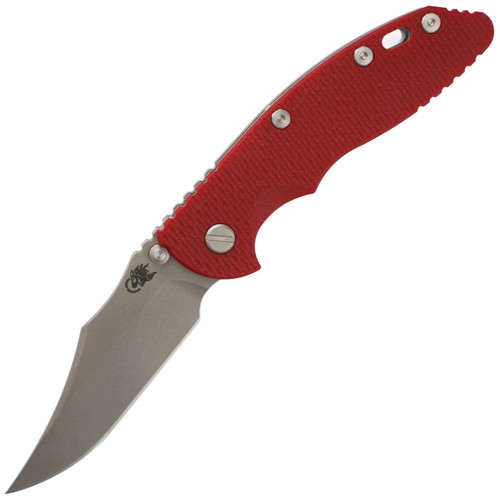 Hinderer XM-18 3.5" Bowie Non-Flipper Red G10 Working Finish Titanium, Working Finish S45VN