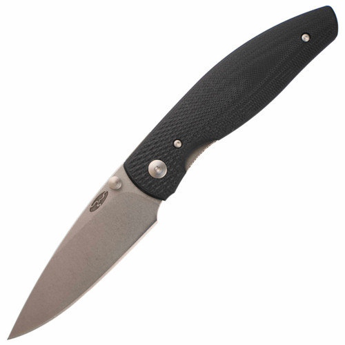 TRM Atom Lizard Skin Jet Black G10, Stonewash 20CV
