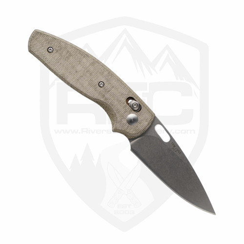 TRM Bulldog LEFTY Flat OD Green Micarta, Stonewash 20CV