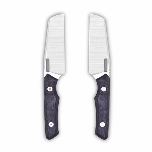 Vero Engineering Axon Fixed Blade Marbled Carbon Fiber Handles, Belt Satin M390