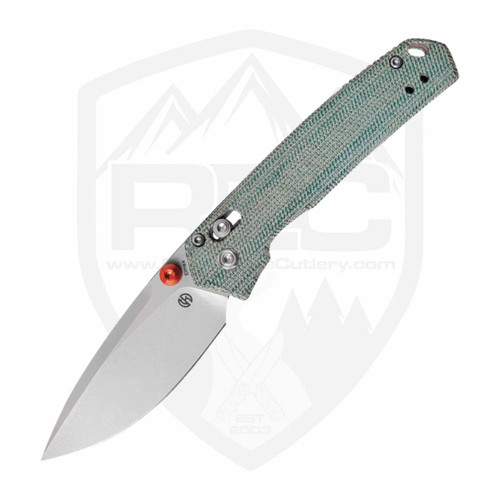 Vosteed Knives Mini Psyop Crossbar Lock Teal UltreX Micarta, Blasted and Stonewash Elmax - A2305