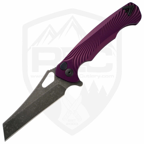 Dead Reckon Knives Ridgeback Wharncleaver Purple Milled Aluminum, Dark Stonewash S45VN