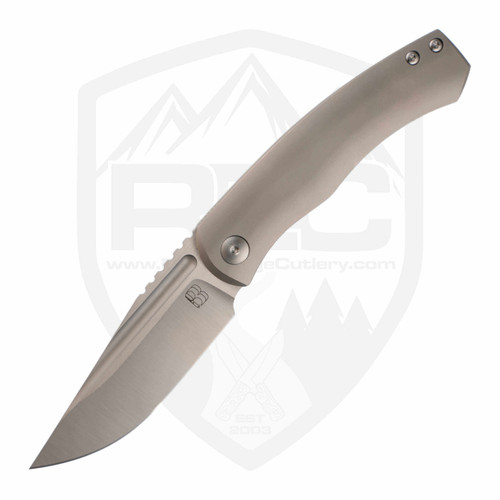 BergBlades Alpha Frame Lock Bead Blasted Titanium, Satin MagnaCut