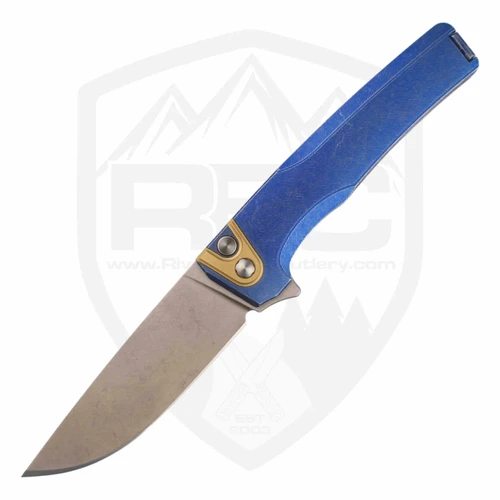 MachineWise Sonora Distressed Navy Blue Step Milled Titanium with Brass Bolster, Stonewash 20CV
