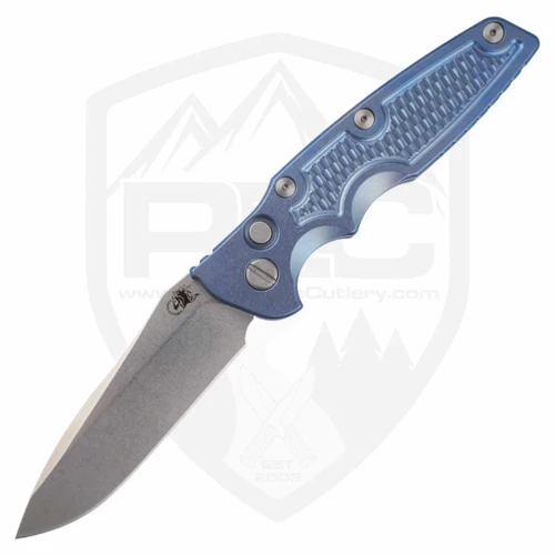 Hinderer Knives Auto Eklipse Spearpoint Stonewash Blue Titanium, Stonewash S45VN