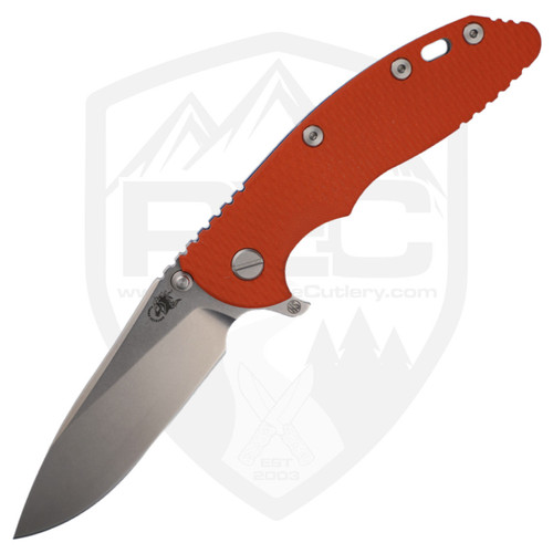 Hinderer Knives XM-18 3.5" Skinny Slicer Orange G10 Stonewash Blue Titanium, Stonewash MagnaCut