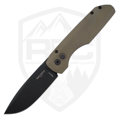 ProTech Vero Designs Synapse Auto Green Linen Micarta Black Aluminum, DLC MagnaCut - VERO1213-GRNMIC
