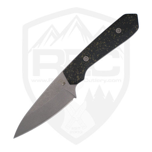 Lynch Northwest Sparrow Seven Fixed Blade Genus 3 Black and Green Splatter Titanium, Step Down Service Finish MagnaCut