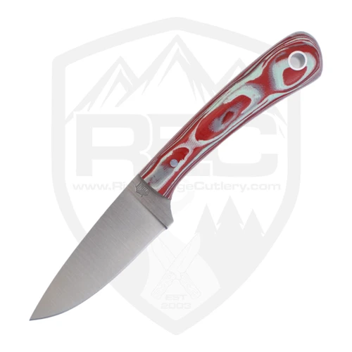 LT Wright Knives Frontier Valley Flat Grind Red Marble Carbon Fiber A2