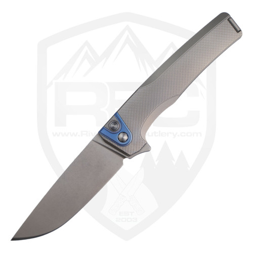 MachineWise Sonora Raw Diamond Milled Blue Titanium Bolster, Lightwash S90V