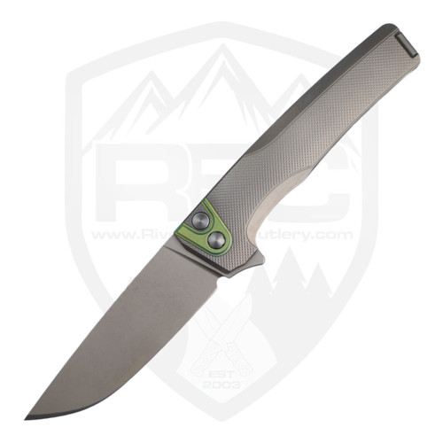 MachineWise Sonora Raw Diamond Milled Green Titanium Bolster, Lightwash S90V
