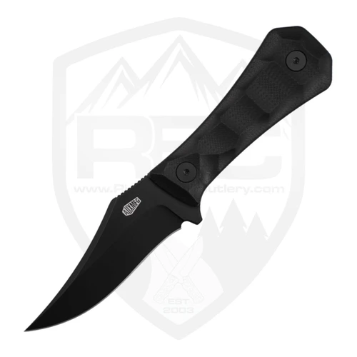 Aux Mfg  Deadhead Pocket Bowie Fixed Blade Black G10, Black 14C28N - AUX-001BK
