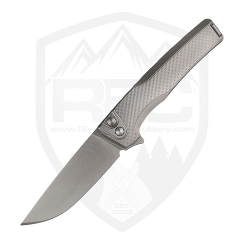 MachineWise Sonora Raw Diamond Milled Raw Titanium Bolster, Stonewash S90V #1385