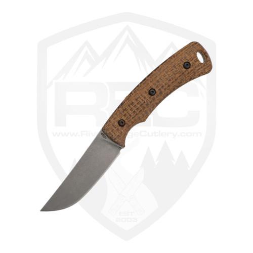 TRM Tagalong Fixed Blade, Burlap Micarta, Stonewash Magnacut