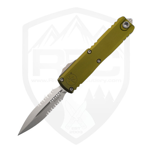 Microtech UTX-85 Gen IV Double Edge Patrially Serrated OD Aluminum, Stonewash M390MK - 12324-11OD