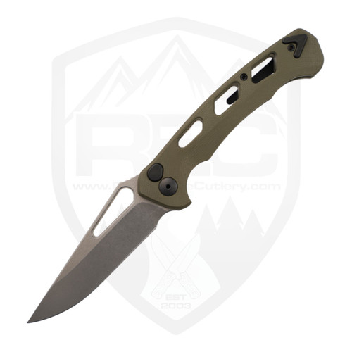 Dead Reckon Knives Ridgeback Modified Clip Point Non-Flipper, Full OD Green G10 Scales, Stonewash Magnacut - RB-3545-21