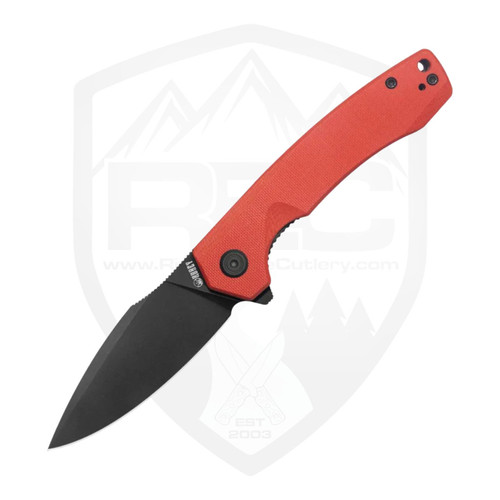 Kubey Calyce Linerlock Flipper, Red G10, Black Stonewash 14C28N - KUB901X