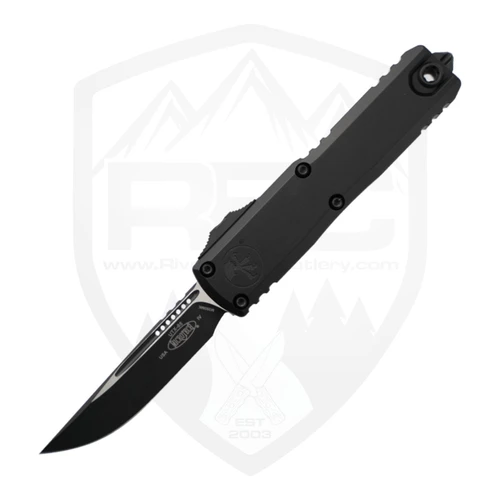Microtech UTX-85 Gen IV Single Edge Black Aluminum, Black DLC M390MK - 12314-1T