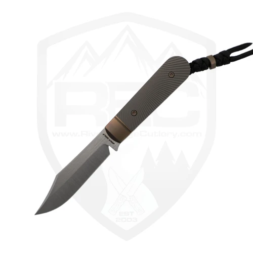 Jack Wolf Knives Backwoods FIXedc Fixed Blade Star Burst Milled Titanium, Belt Satin DLC S90V