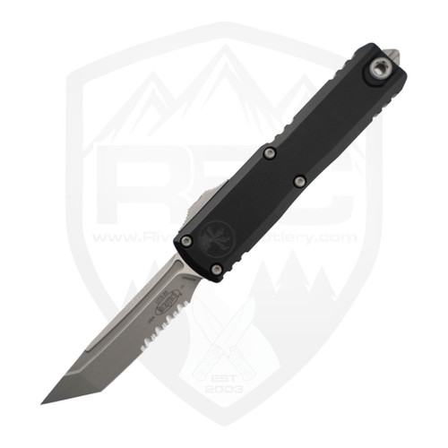Microtech UTX-85 Gen IV Tanto Edge Black Aluminum, Apocalyptic Partially Serrated M390MK - 12334-11AP