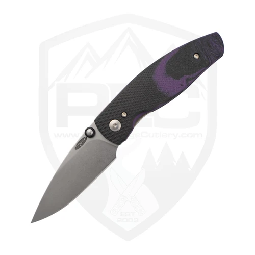 TRM Neutron 2 3D Contoured Lizard Skin Concord Grape Burl G10, Stonewash MagnaCut