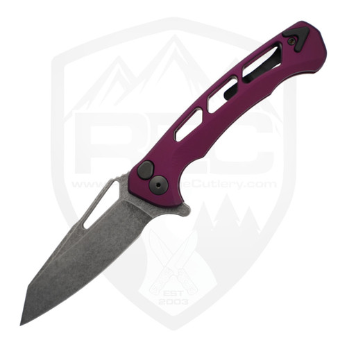 Dead Reckon Knives Ridgeback Integral, Reverse Tanto Purple Aluminum, Dark Stonewash Magnacut