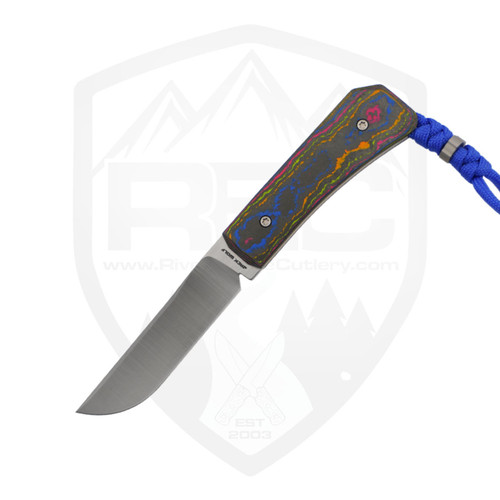 Jack Wolf Knives Pioneer FIXedc, CamoCarbon 80's Handle, Belt Satin S90v