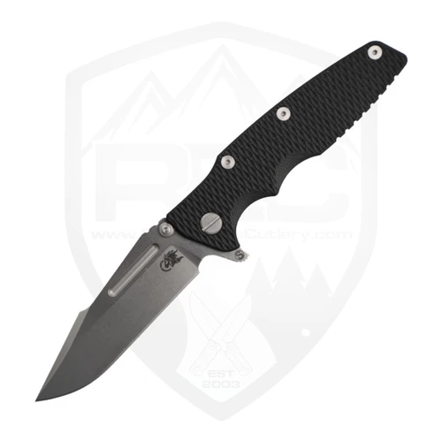 Hinderer Knives Eklipse 3.5 Skinny Fullered Harpoon Spearpoint, Black G10, Stonewash Titanium,  Stonewash Magnacut
