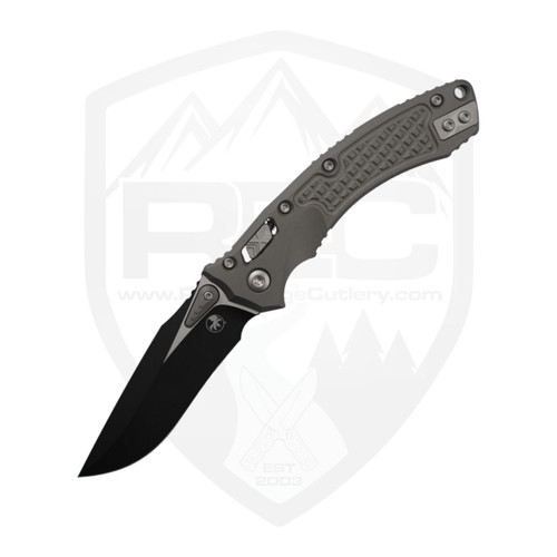 Microtech Amphibian Mini Ram-Lok, Clear Frag Aluminum, Black M390MK - 137MRL-1FRNC