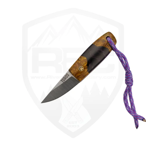 Toros Knife And Tool Bear Claw, Purple and Gold Resin, N690 w/ Brown Leather Sheath