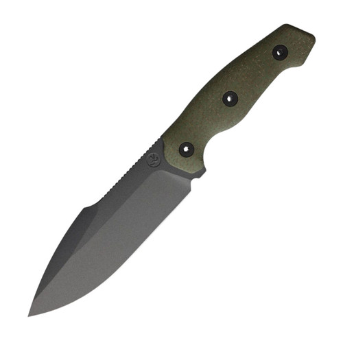 Kunwu Stiffy G Fixed Blade, Green Micarta, Black Teflon ASSAB 88 Tool Steel - F712GN1