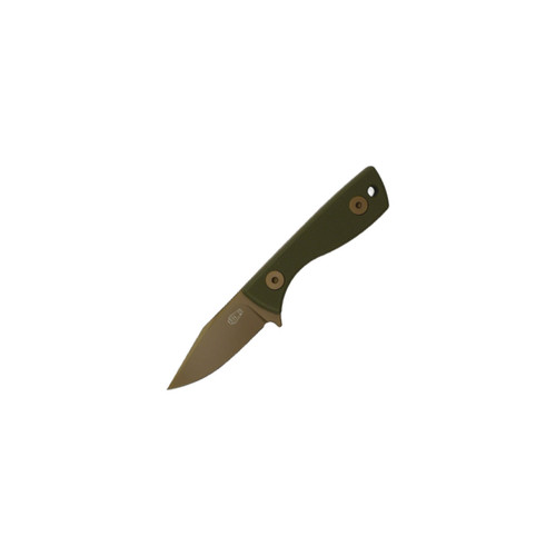 Aux Mfg Runt Fixed Blade, Green G10, Rose PVD 14C28N - AUX011GRN