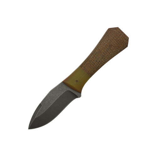 Aux Mfg Custom Coffin Leaf, Lager G10 and Burlap Micarta Handle, Acid Wash AEB-L