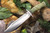 Bark River Knives - Teddy II - Moran Style Green & Gold Birdseye Maple Burl Handle