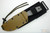 ESEE-4P-MB (MOLLE Back) Black Plain Edge Blade w/ Grey Linen Micarta Handle, Coyote Brown Sheath