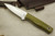 Fiddleback Forge, Andy Roy Custom Bear Paw BushcrafterFixed Blade (Tapered Tang), Knife w/ Emerald Burlap Handle & Thick Natural & Thin White Liners - Trinity Pinout - 1