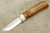 Karesuando Kniven 4021B Johtalit Hikers Knife, Brown - Fixed Blade Knife - Brown Oiled Curly Birch and Reindeer Antler Handle - 3.25" 12C27 Stainless Steel Blade - 2