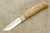 Karesuando Kniven 4021N Johtalit Hikers Knife, Natural - Fixed Blade Knife - Natural Oiled Curly Birch and Reindeer Antler Handle - 3.25" 12C27 Stainless Steel Blade - 1