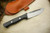 Lon Humphrey Custom Rustic Bravo, Fixed Blade Knife w/ Black Canvas Micarta Handle - 1