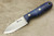 LT Wright Knives Bushbaby - Scandi Grind - A2 Steel - Blue Curly Maple - Black Liners - Matte Finish - 3 / FREE BLACK LINERS!