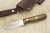 LT Wright Knives Bushcrafter - Scandi Grind - Dark Curly Maple Handle - White Liners - 3