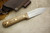 LT Wright Knives Genesis - Saber Grind - Natural Curly Maple - Brass Corby Bolts - 1